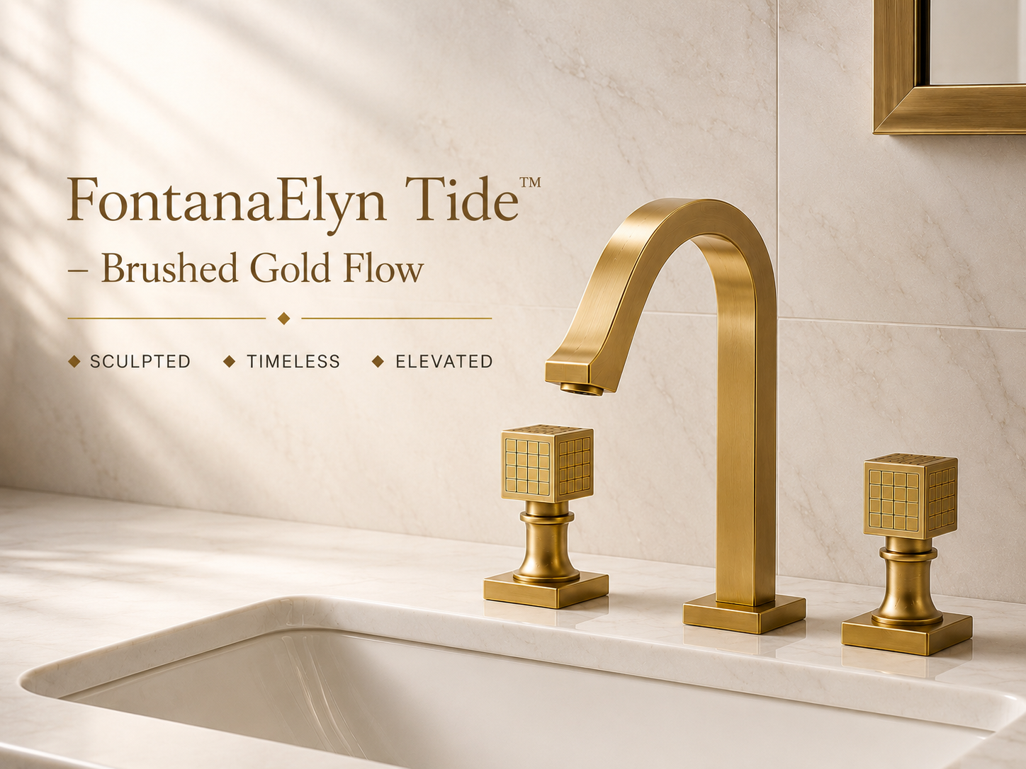 FontanaElyn Tide Brushed Gold Flow Widespread Bathroom Faucet